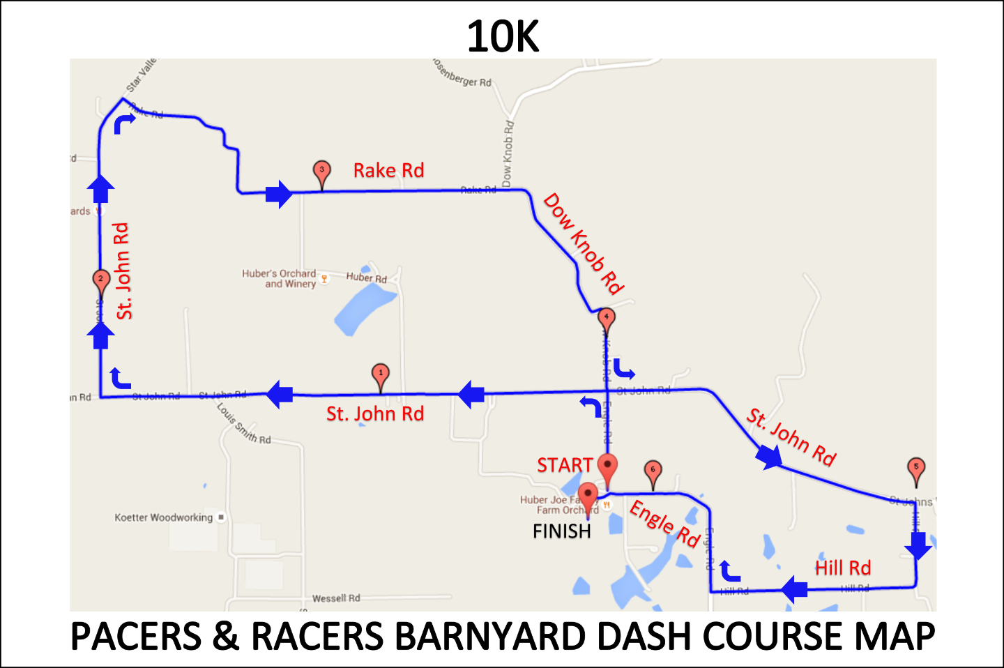 10K Barnyard Dash Course Map